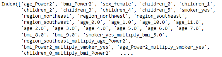 转换后数据集中的列