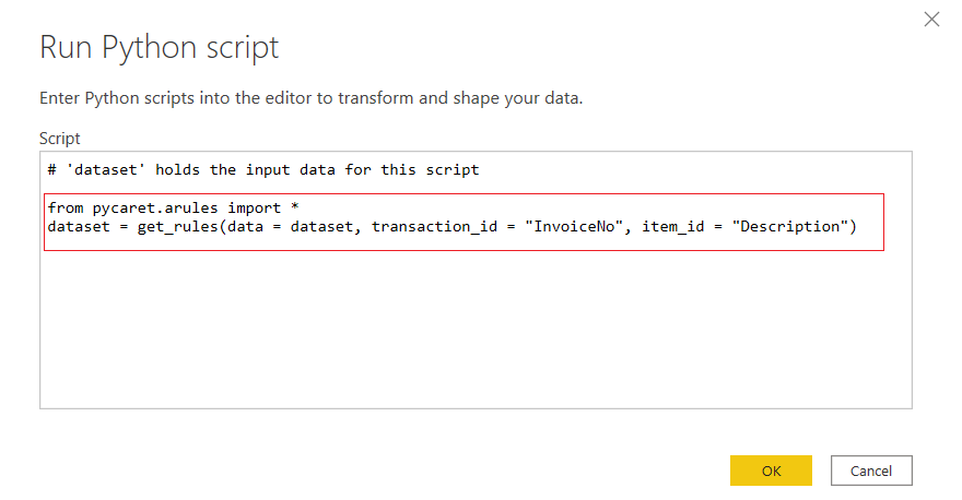 Power Query Editor (转换 → 运行 Python 脚本)