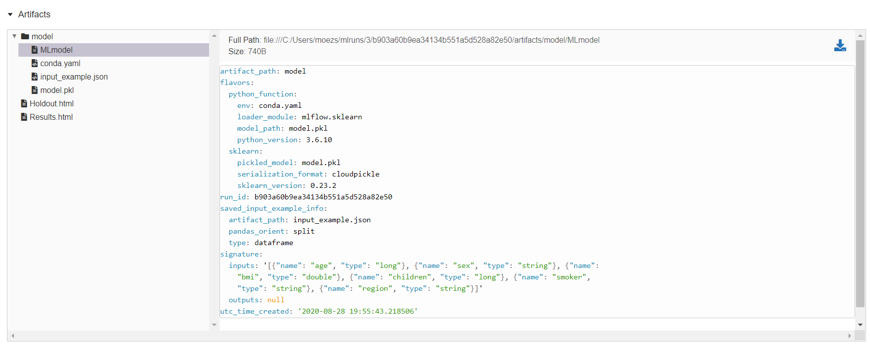 MLFLow Artifacts