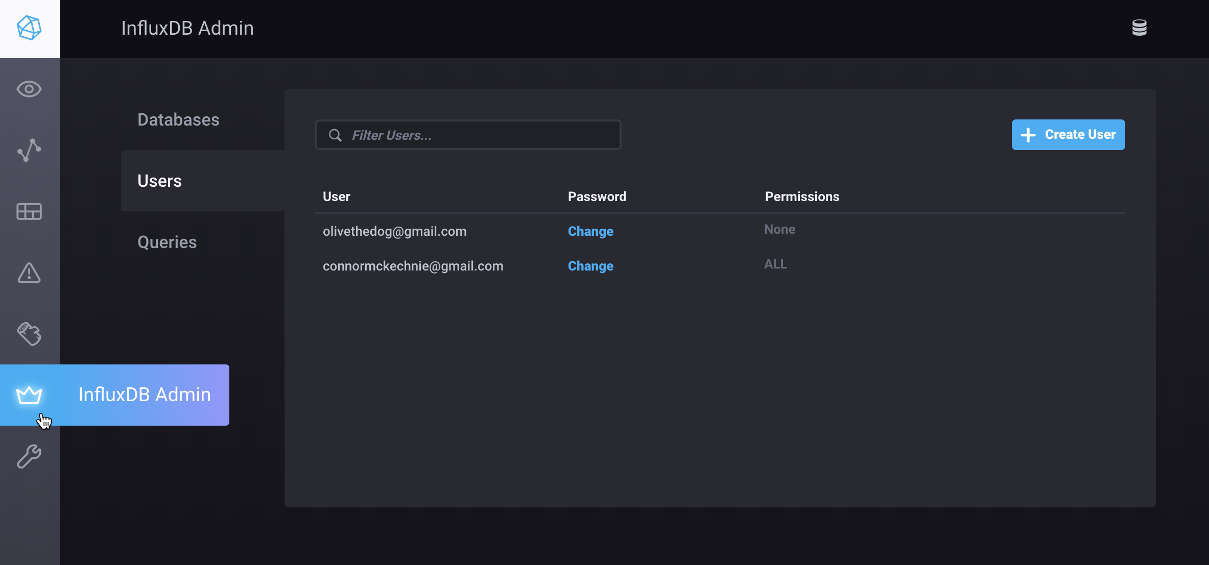 InfluxDB OSS user management