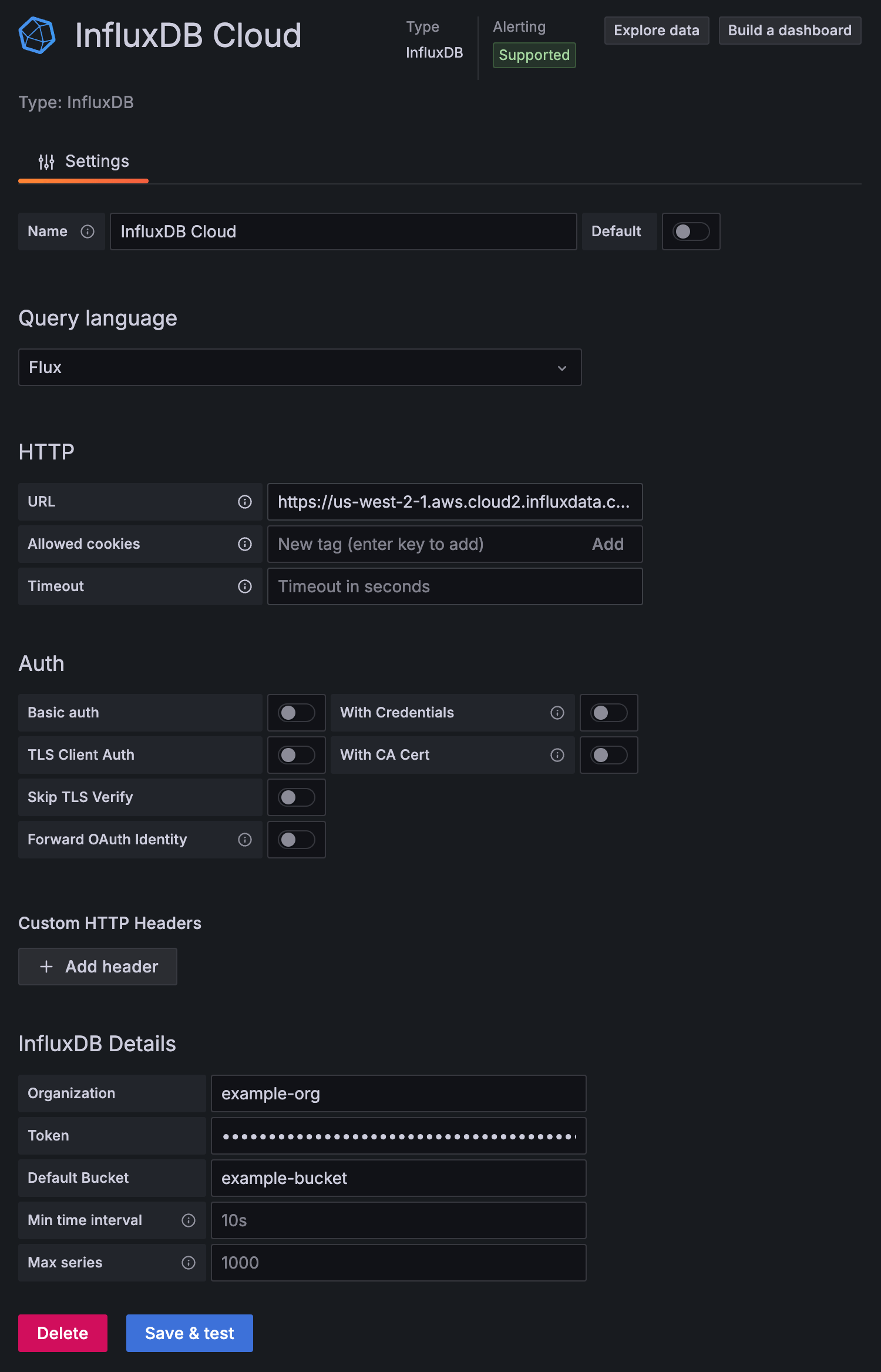Use Grafana with InfluxDB Cloud and Flux