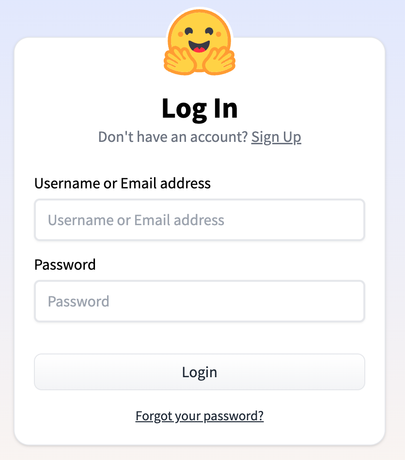 Hugging Face 登录界面的截图。