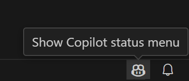 将鼠标悬停在Copilot状态栏项目上会显示“显示Copilot状态菜单”