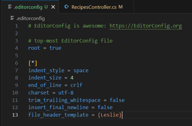 Editorconfig 文件示例