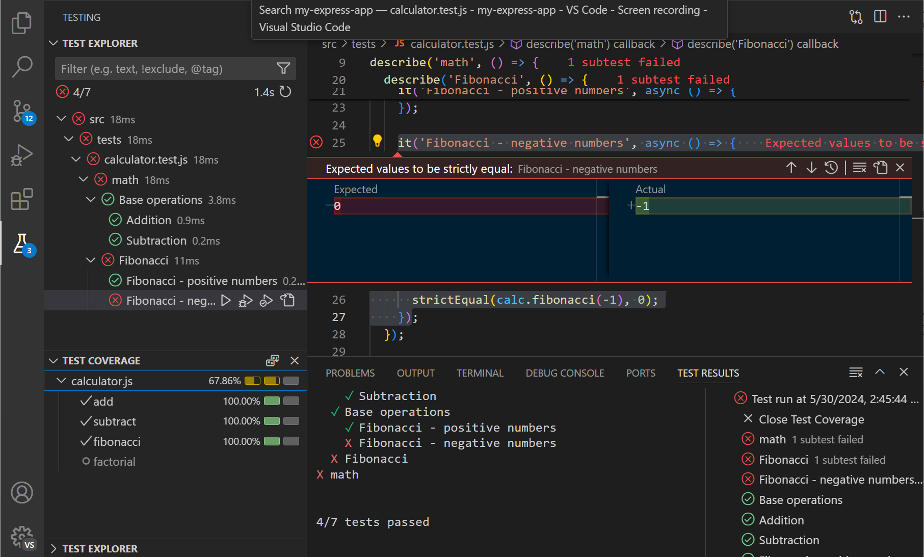 在Visual Studio Code中进行测试