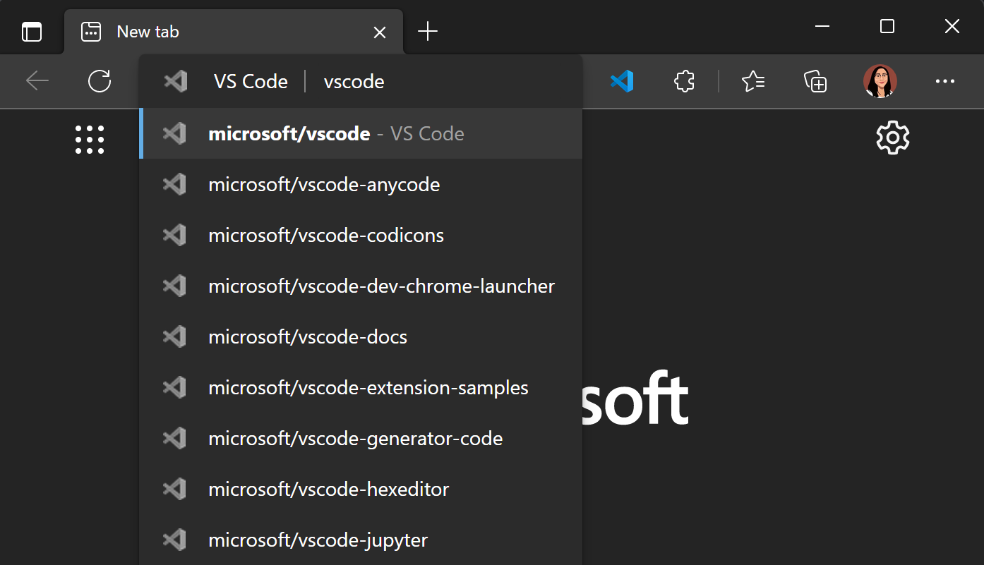 在浏览器中输入并搜索一个GitHub仓库以在vscode.dev中打开