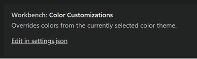 工作台：颜色自定义设置，带有在settings.json中编辑的链接