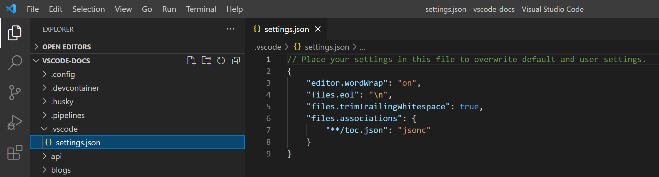 文件资源管理器显示.vscode文件夹下的settings.json