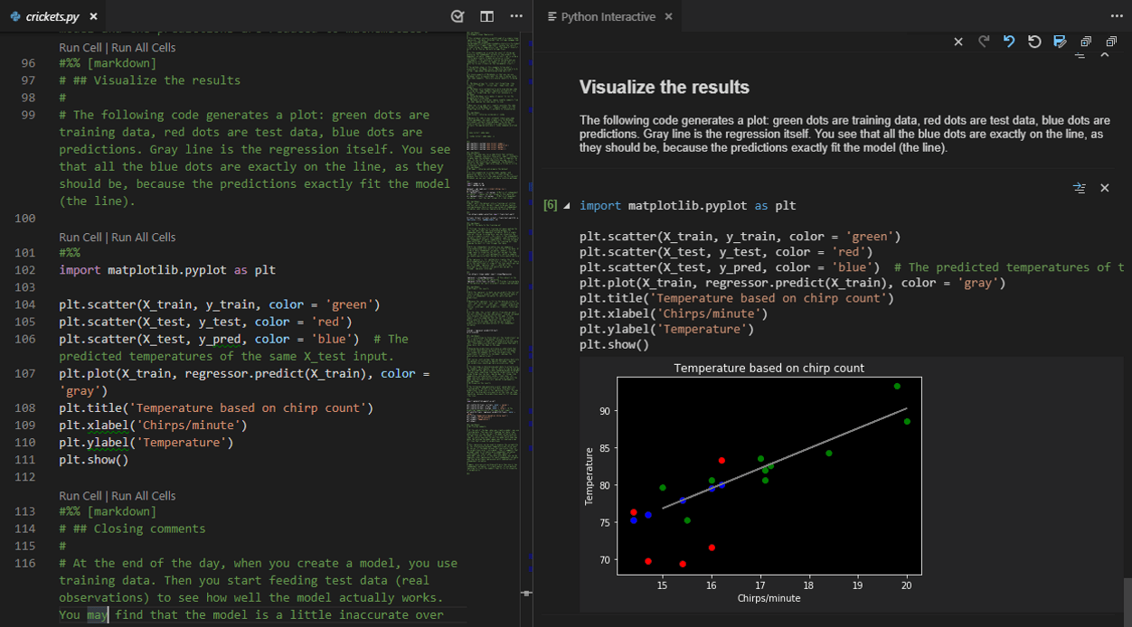 在VS Code中运行的Jupyter notebook和Python交互窗口