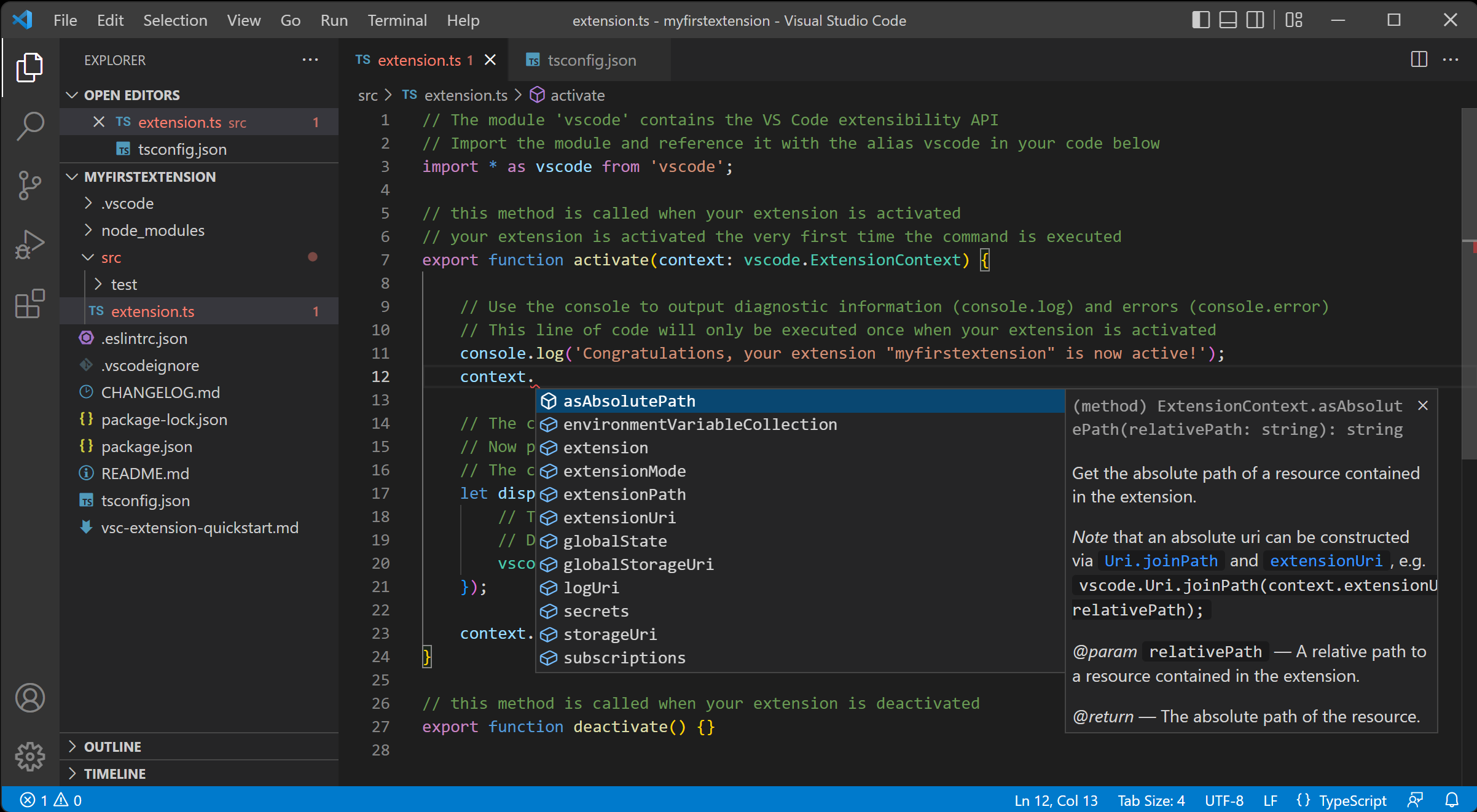 在Visual Studio Code中使用TypeScript