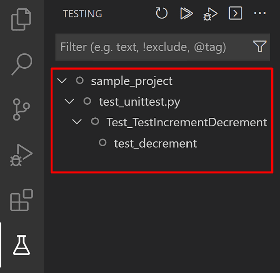 用于Python测试的VS Code测试资源管理器