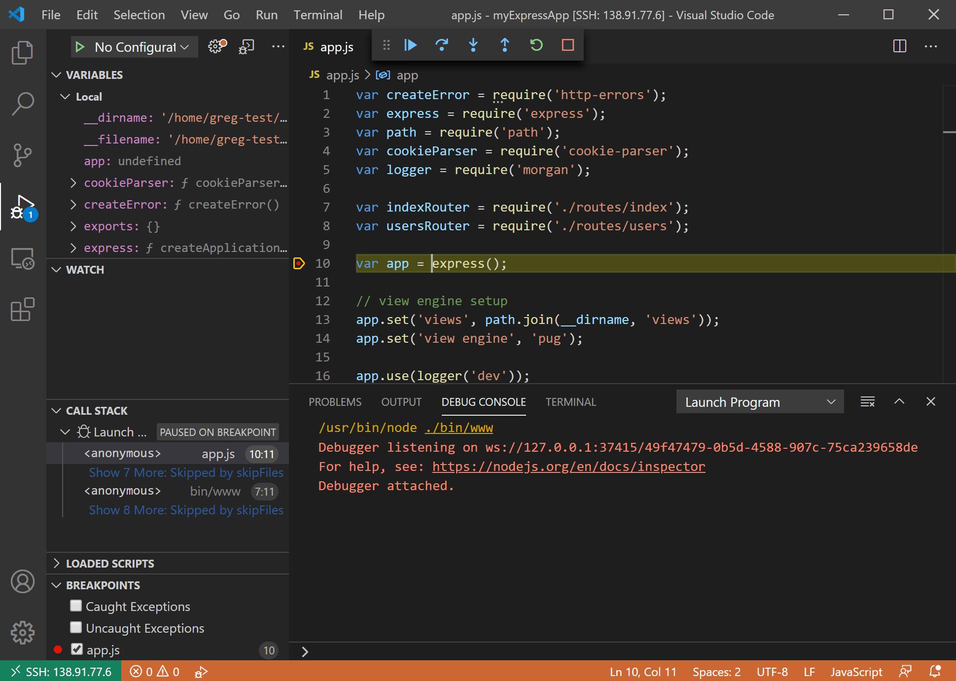 VS Code 调试视图