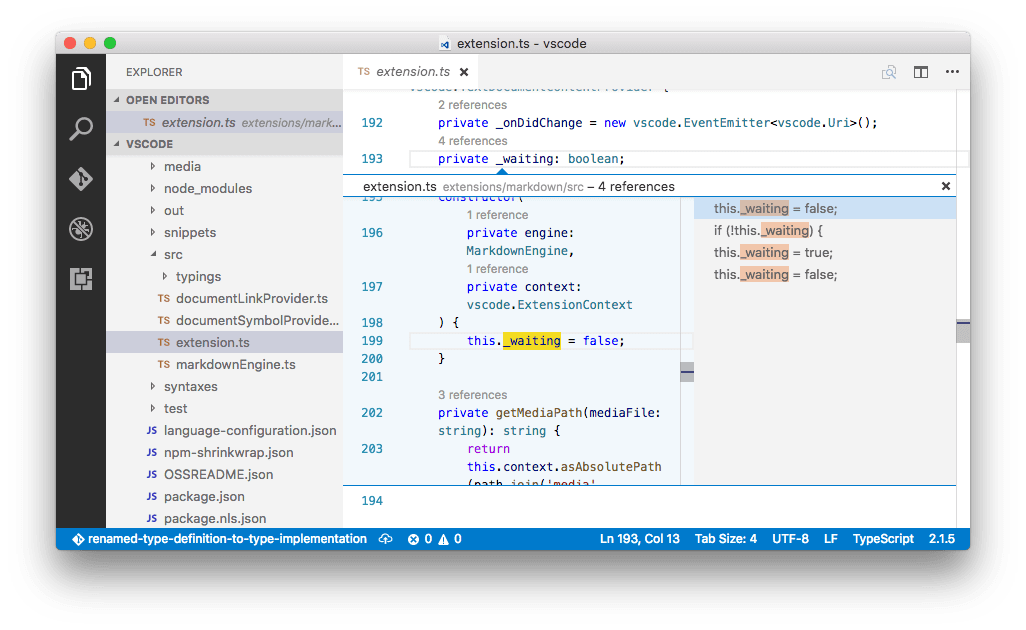 TypeScript 引用 CodeLens 预览