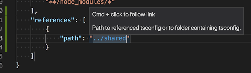 Cmd 点击路径以打开引用项目的 tsconfig