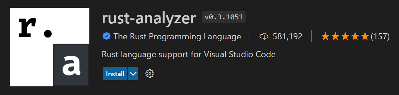 Visual Studio Code 的 rust-analyzer 扩展详情面板